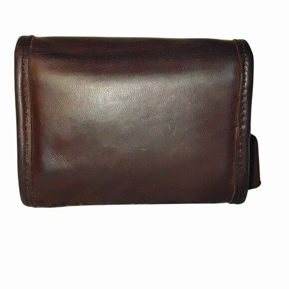 Coach Brown Leather Coin Purse Wallet Gold Keychain Attachment Snap Closure - Picture 3 of 16